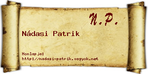 Nádasi Patrik névjegykártya